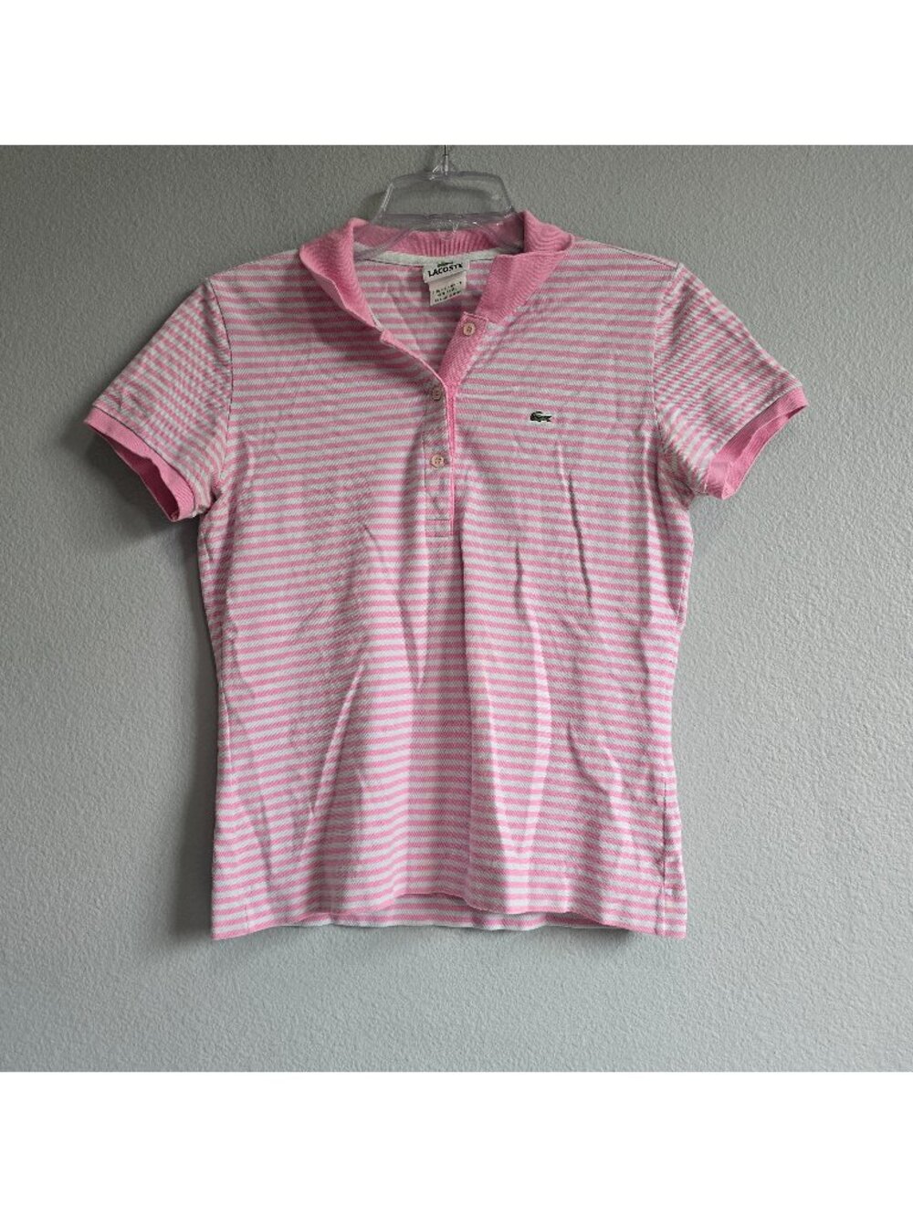 Lacoste Pink Striped Polo Shirt size 40